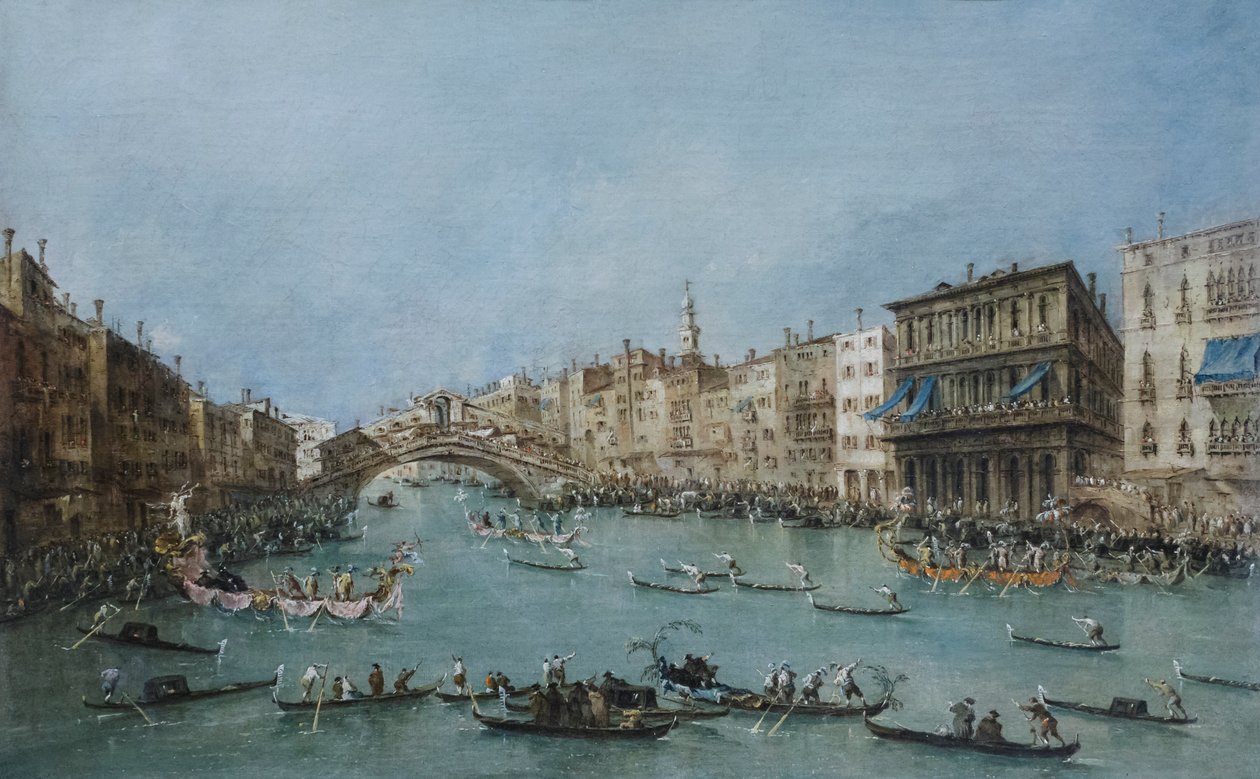 Het Grote Kanaal bij de Rialtobrug door Francesco Guardi