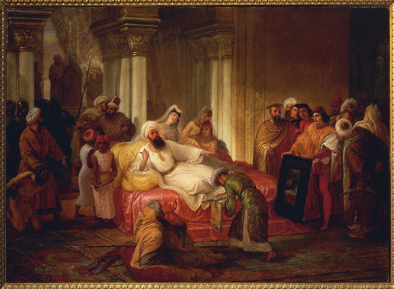 Gentile Bellini (1429-1507) en Mehmet II (1430-1481) door Francesco Hayez