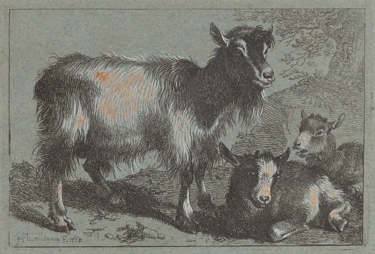 Geit en Twee Lammetjes, 1758. door Francesco Londonio