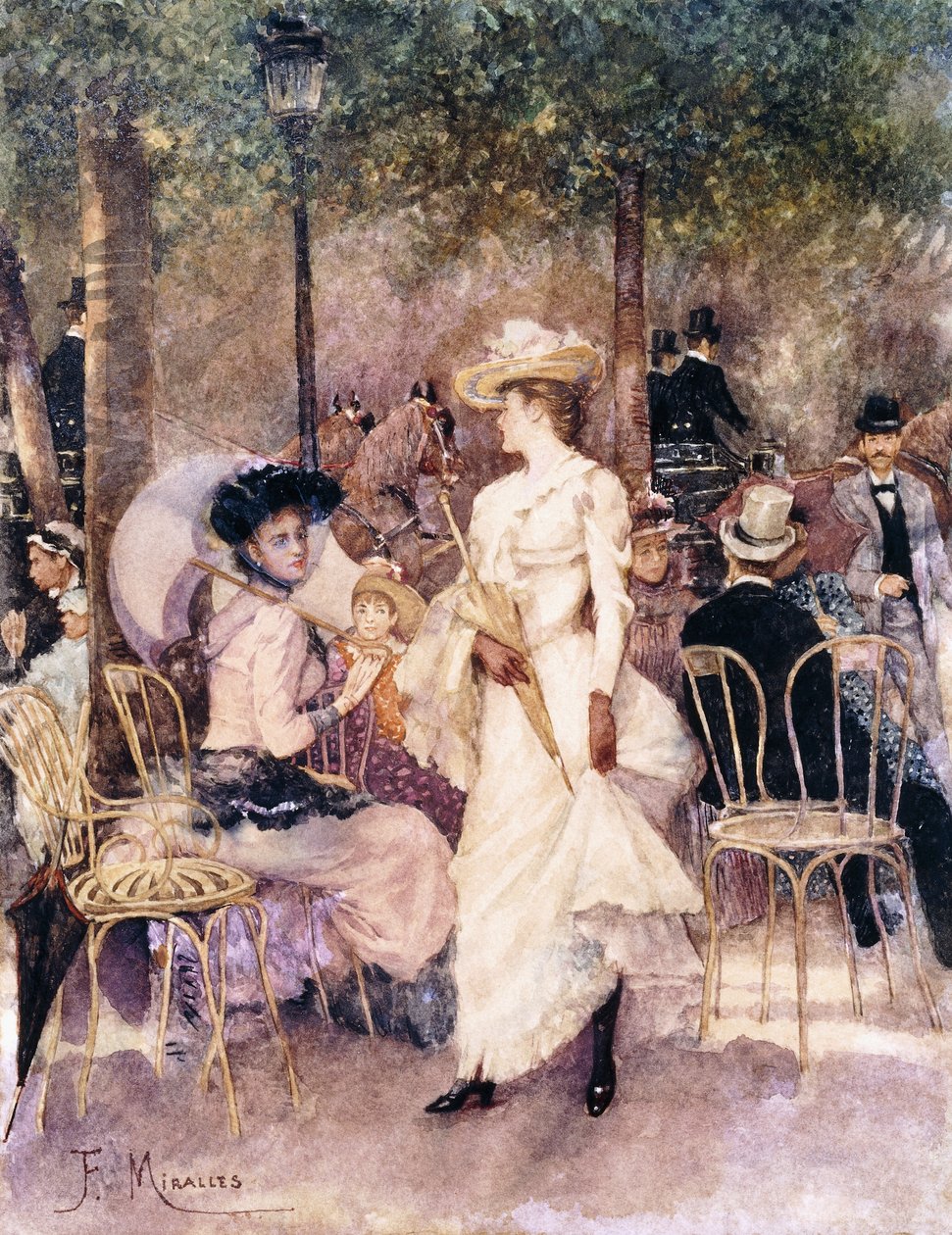 Figuren in een park door Francesco Miralles Galaup
