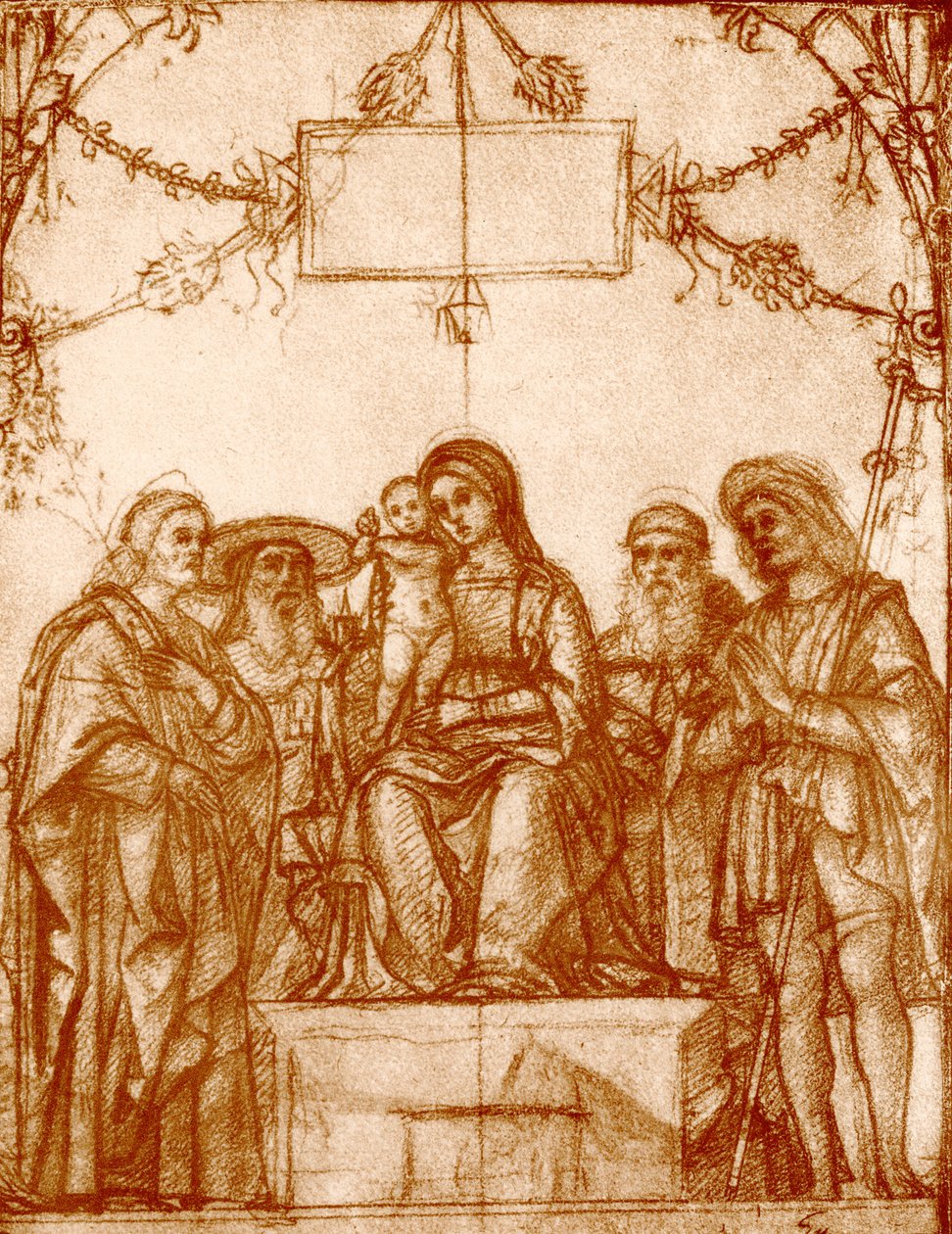 Madonna met vier heiligen door Francesco Morone