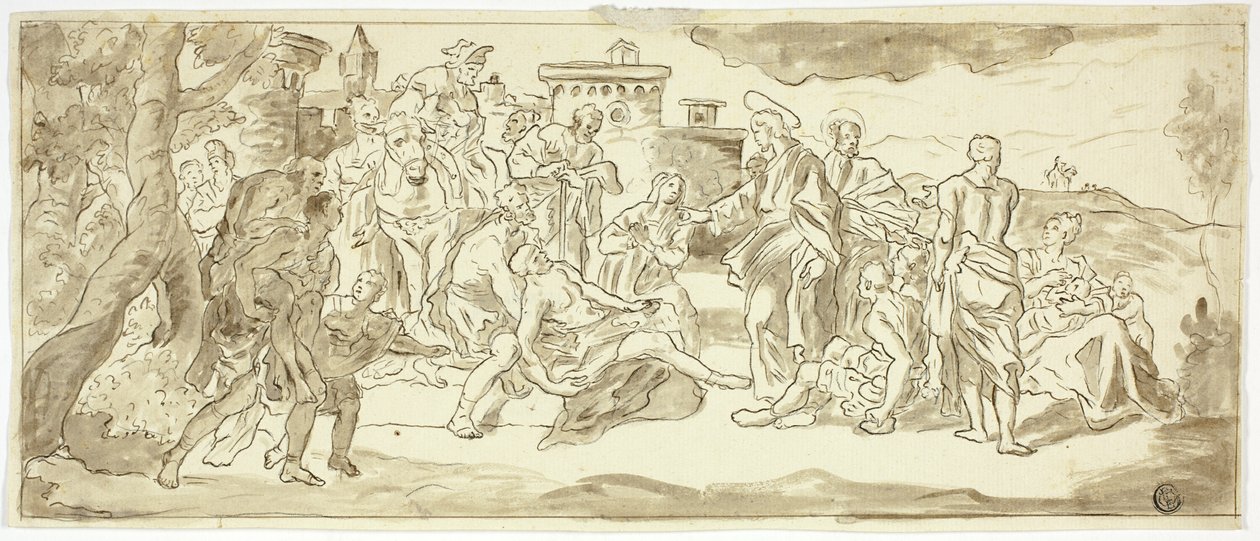 Christus geneest de verlamde man door Francesco Solimena