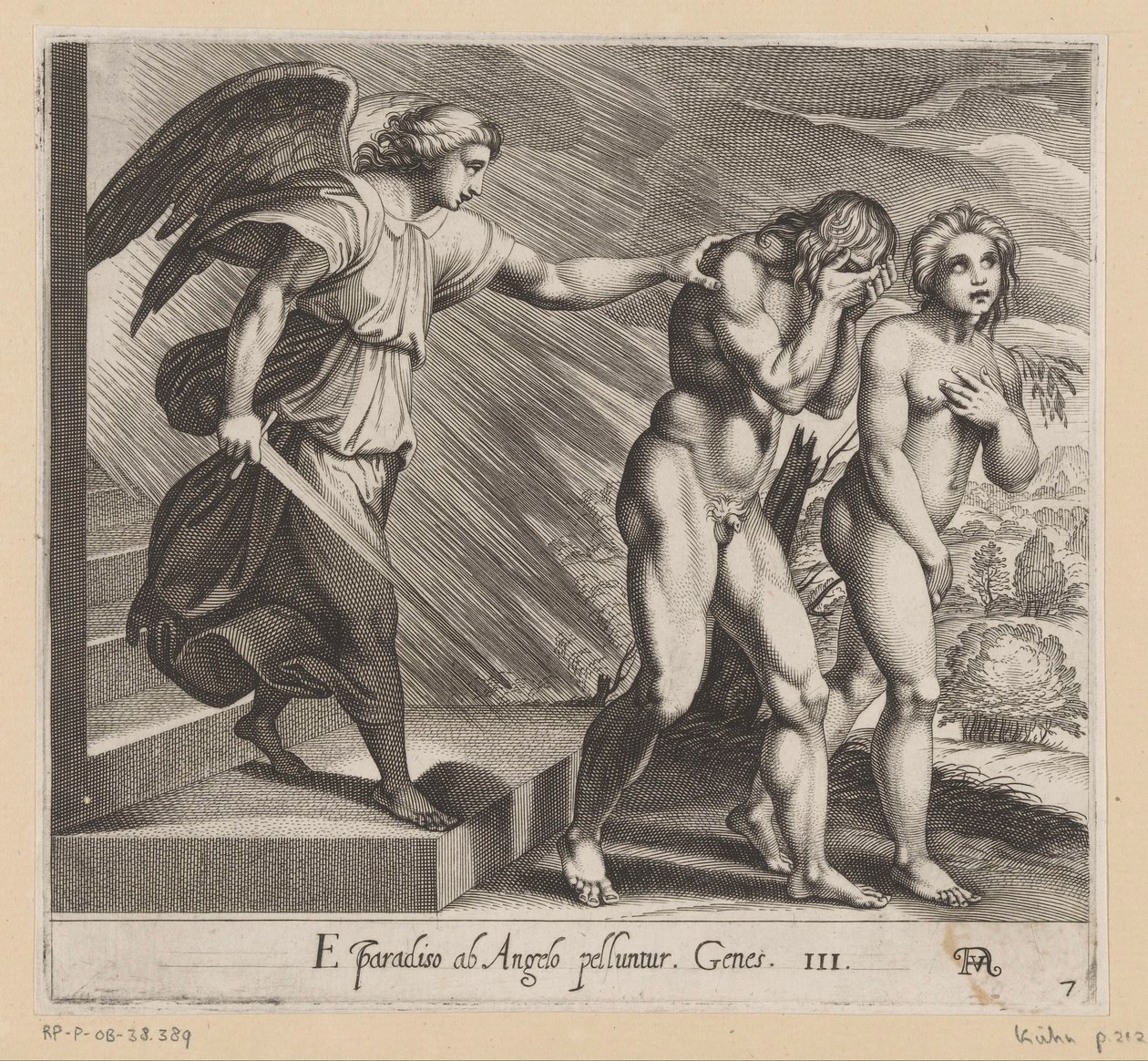 Verdrijving uit het Paradijs door Francesco Villamena