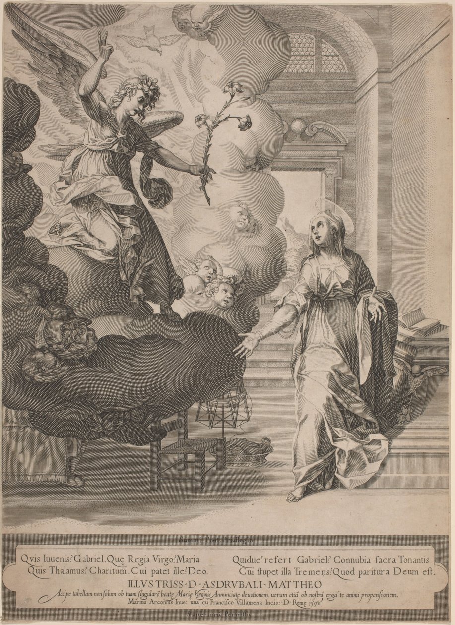 De Aankondiging door Francesco Villamena, after Mario Arconio