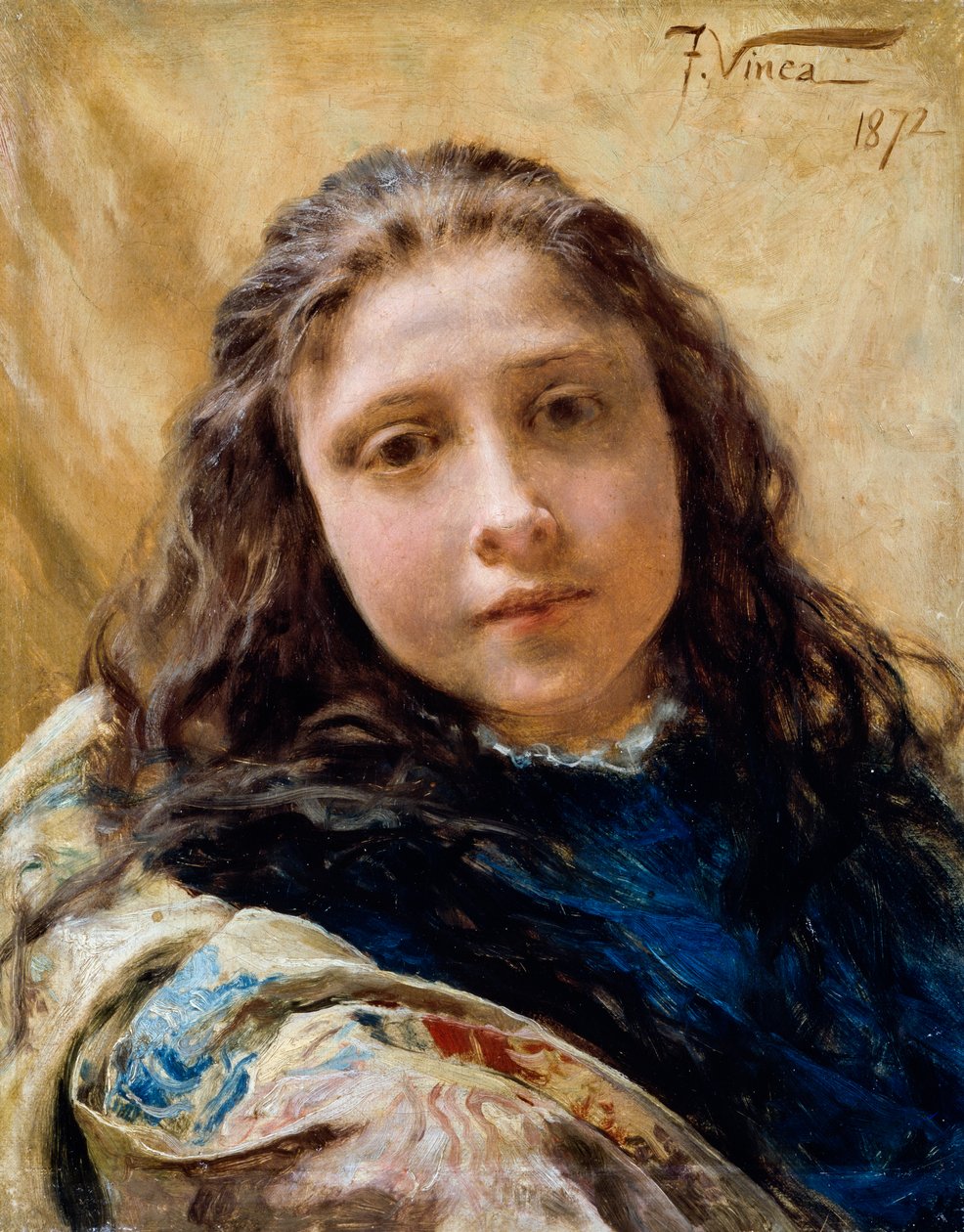 Portret van jong meisje door Francesco Vinea