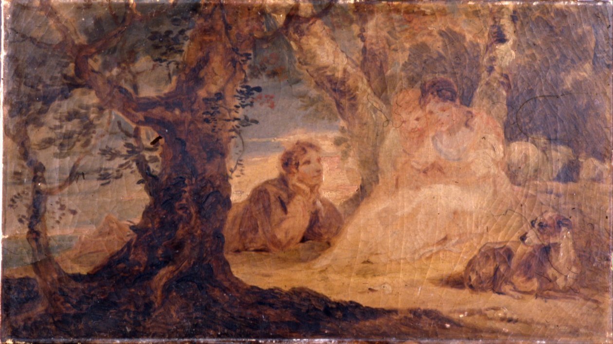 Figuren in een landschap door Francis Bourgeois