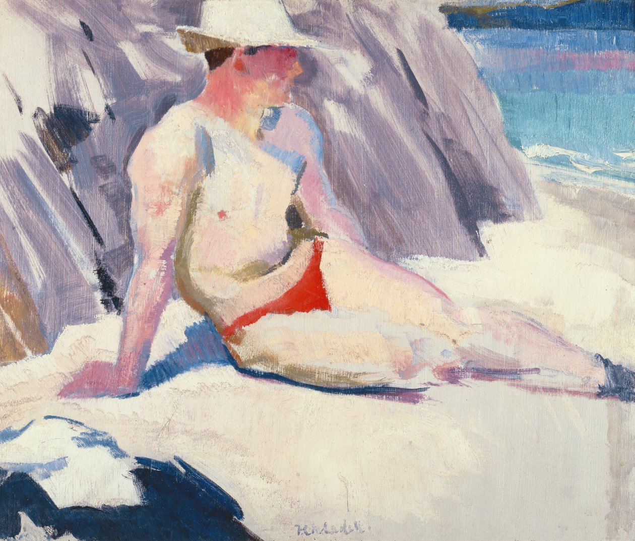 Zonnebadende op het strand, Iona, 1928 door Francis Campbell Boileau Cadell