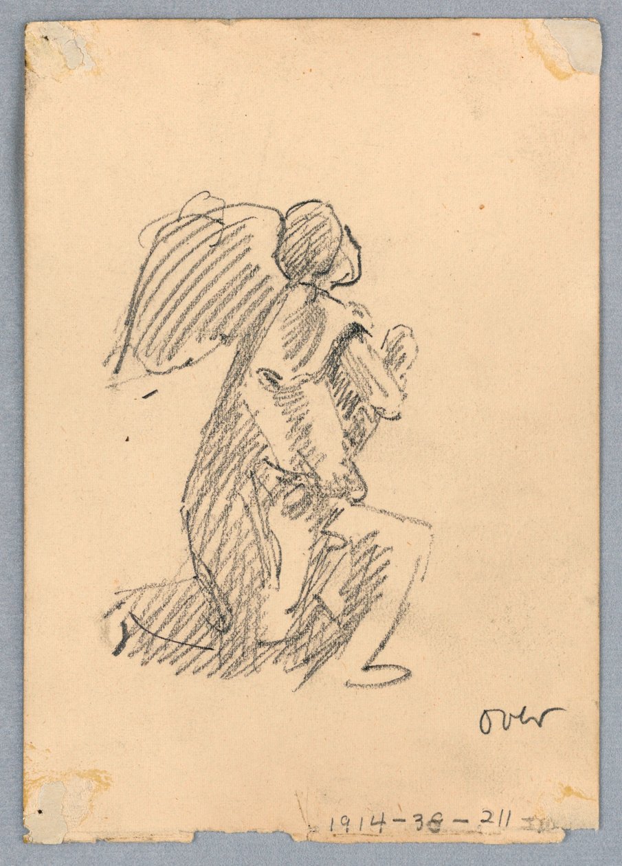 Schets van Knielende Engel door Francis Augustus Lathrop