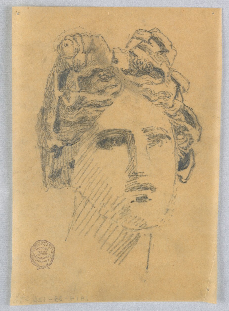 Schets van vrouwenhoofd door Francis Augustus Lathrop
