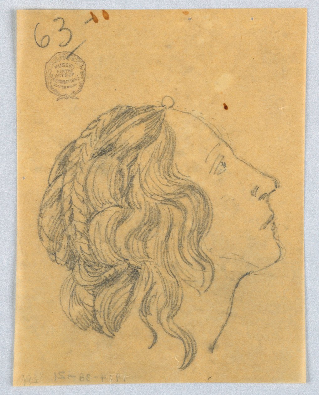 Schets van Vrouwenhoofd in Profiel door Francis Augustus Lathrop