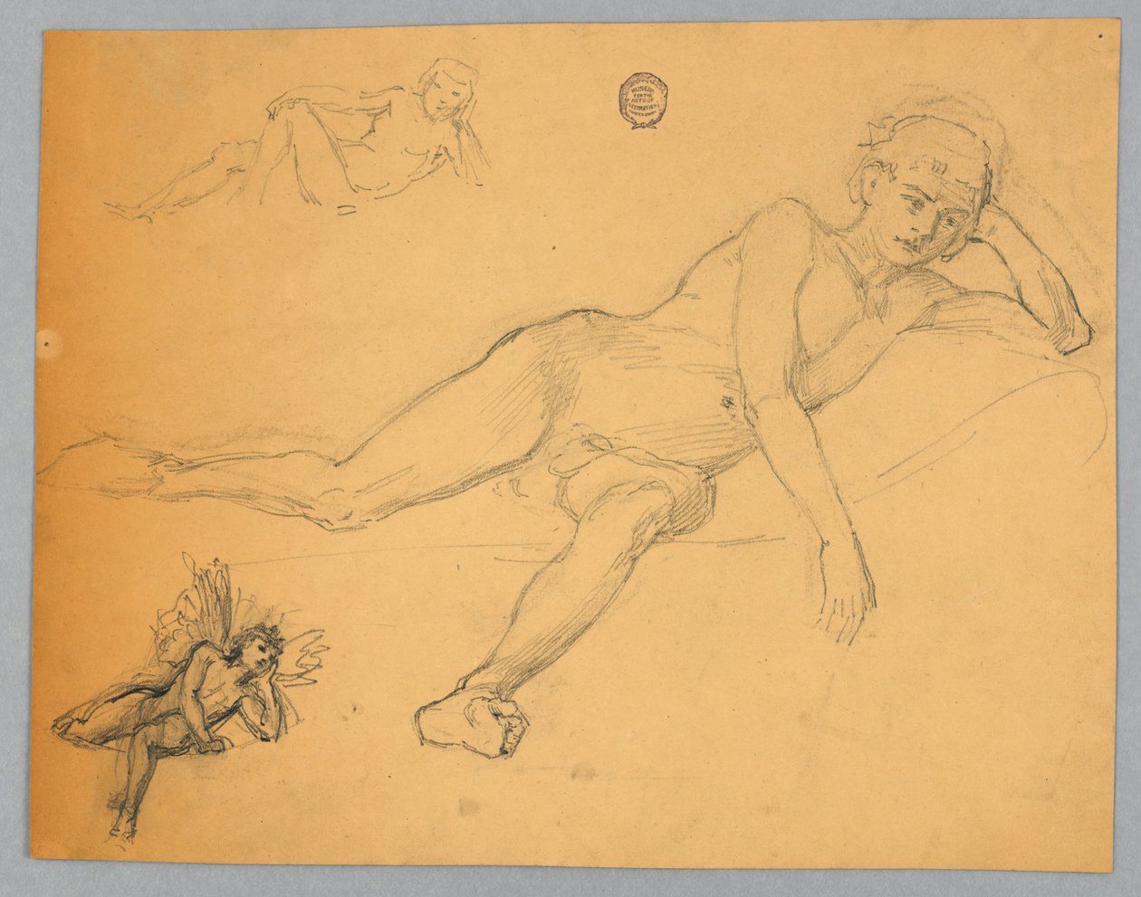 Schets van een Mannelijke Naakt door Francis Augustus Lathrop