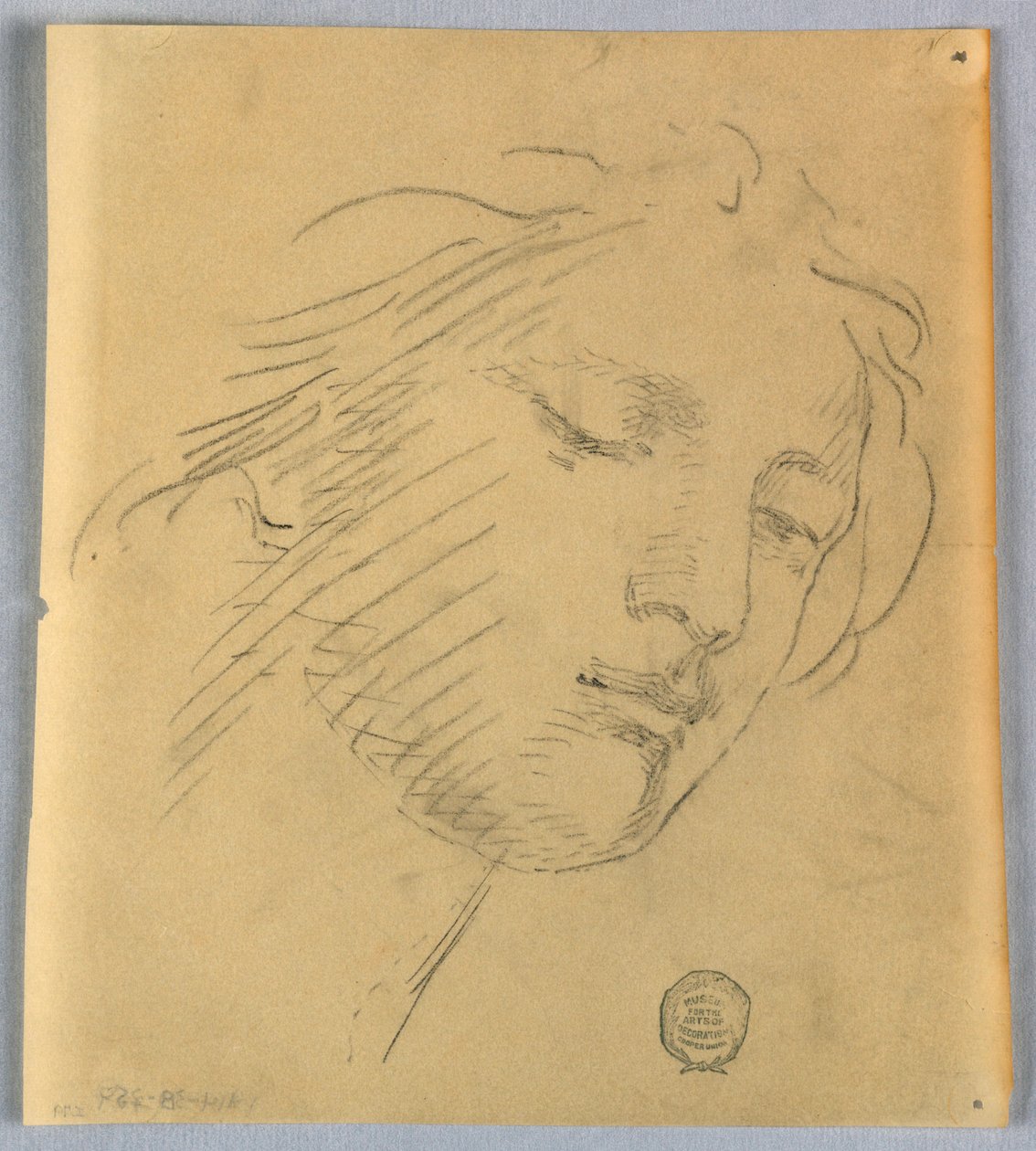 Schets van een vrouwengezicht door Francis Augustus Lathrop