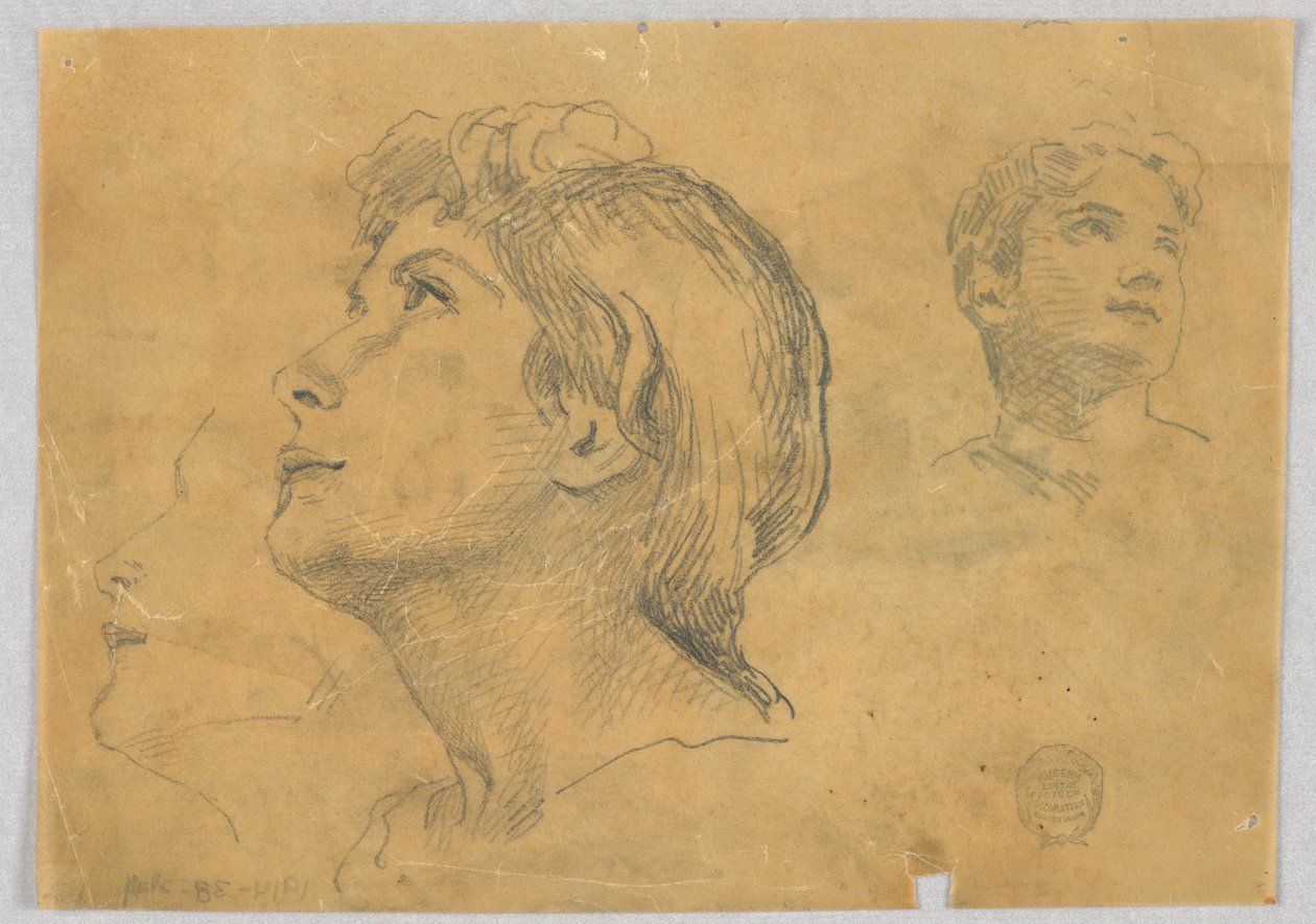 Schetsen van twee hoofden door Francis Augustus Lathrop
