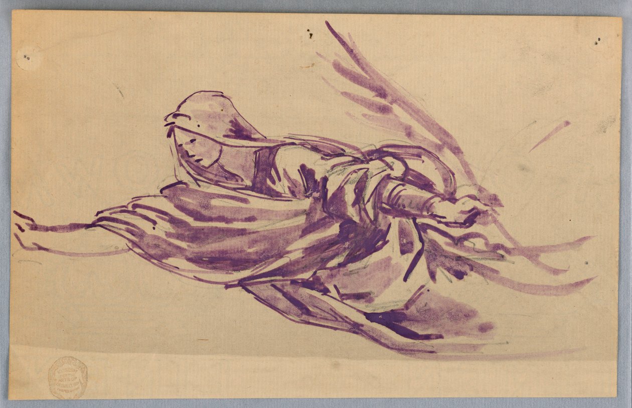 Studie van Gedrapeerde Figuur met Palm door Francis Augustus Lathrop