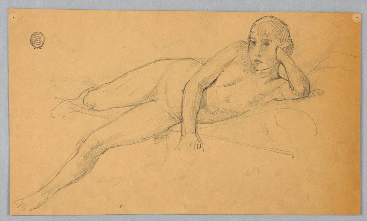 Studie van naaktfiguur door Francis Augustus Lathrop