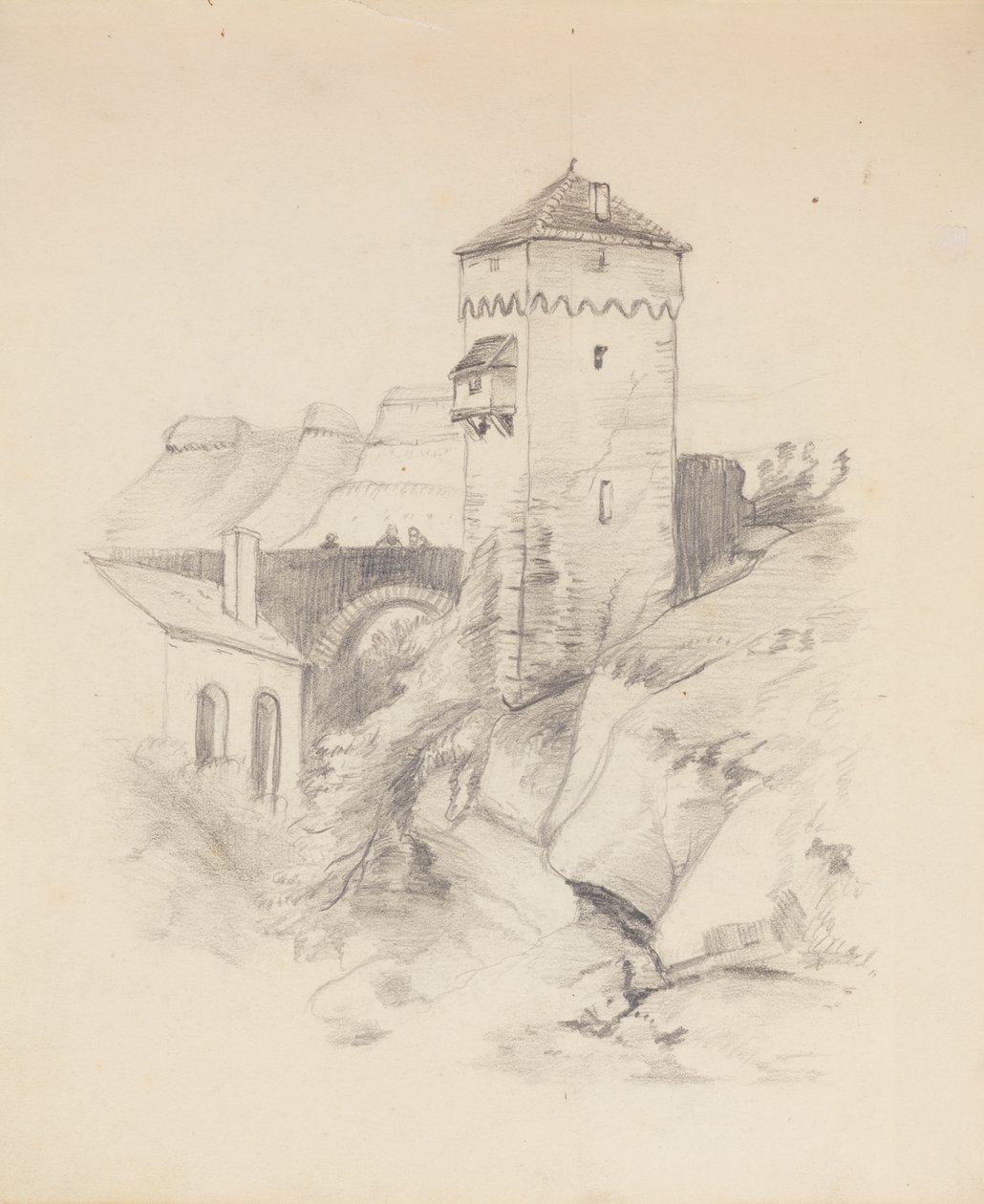 Toren in een Dorp door Francis Augustus Lathrop