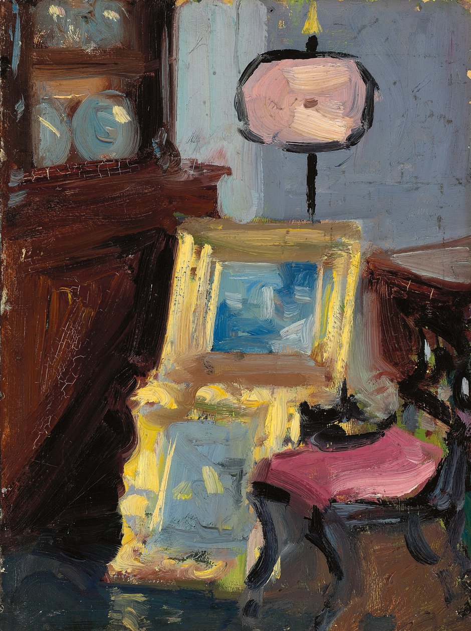 Interieur met een Stoel door Francis Campbell Boileau Cadell