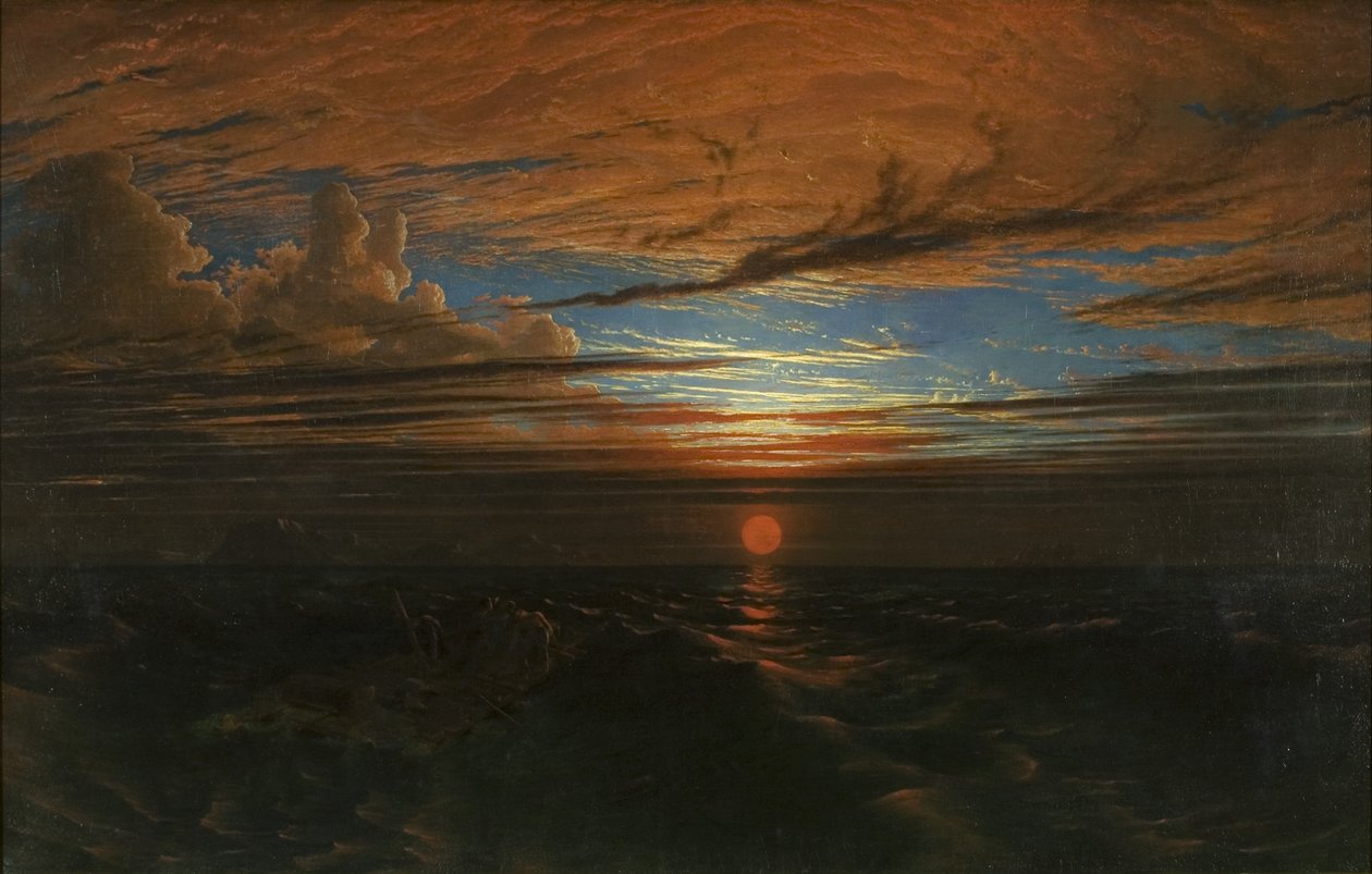 Zonsondergang op Zee na een Storm door Francis Danby