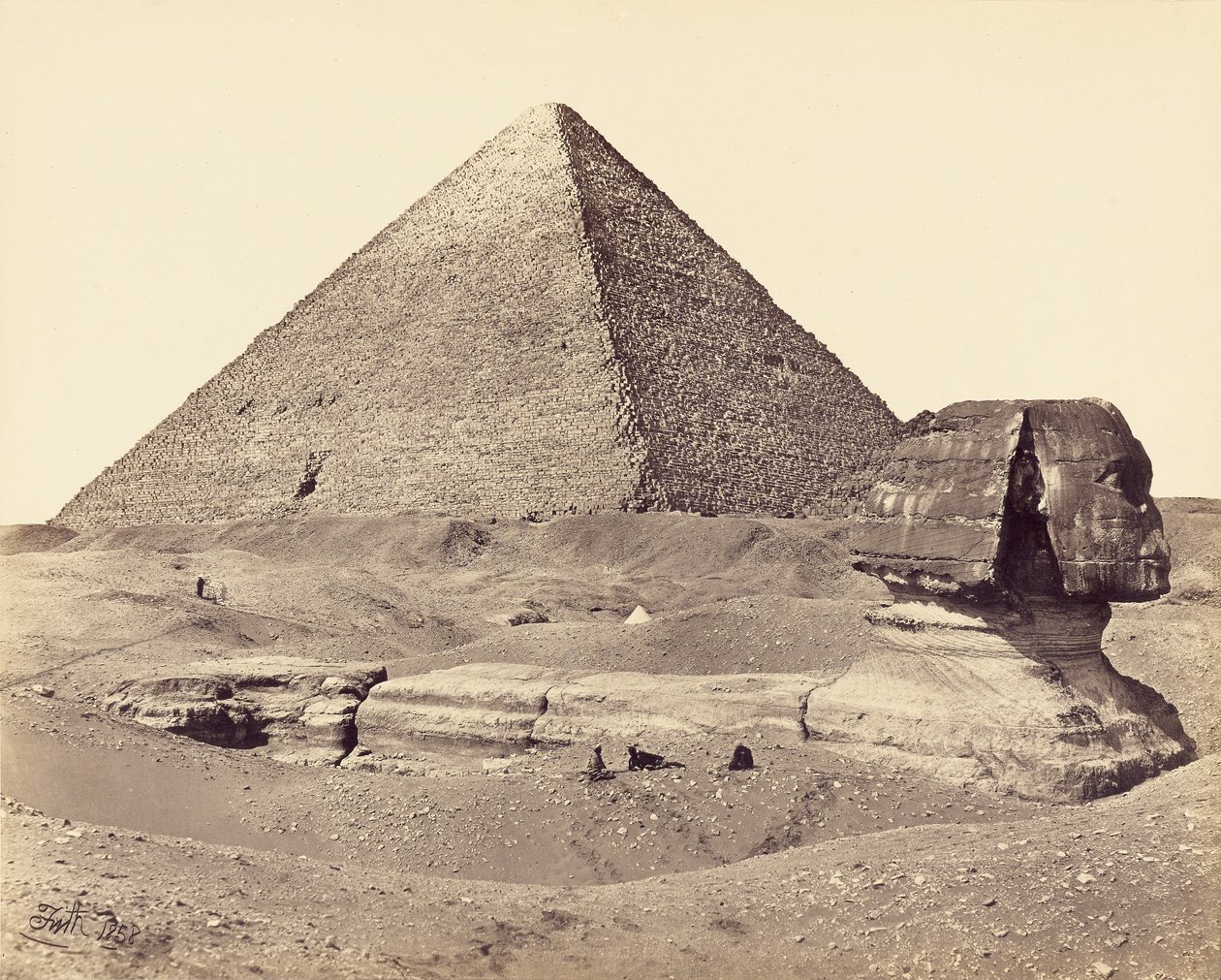 De Grote Piramide en de Sfinx door Francis Frith