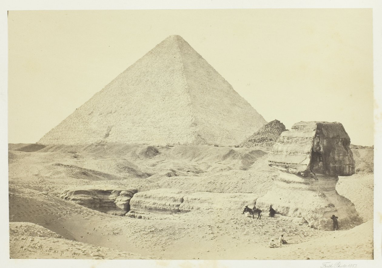 De sfynx en de grote piramide, Geezeh door Francis Frith