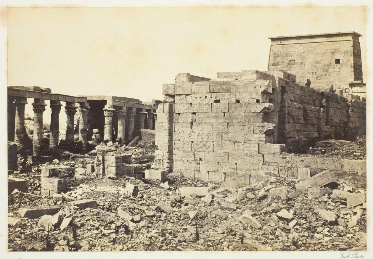 Uitzicht op het eiland Philae door Francis Frith