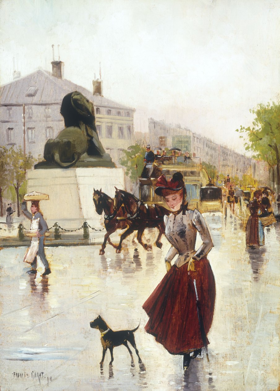 Straatscène in Parijs, 1890 door Francis Garat