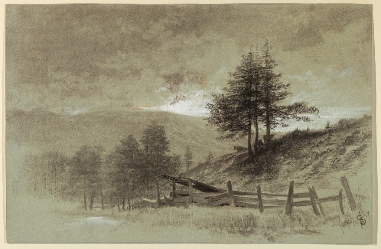 Veld met hek door Francis Hopkinson Smith