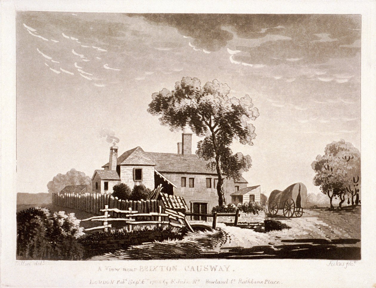 Uitzicht nabij Brixton Causeway, Lambeth, Londen door Francis Jukes