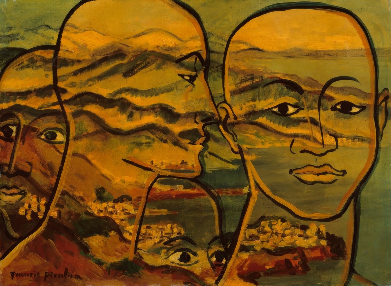 Landschap van hoofden (Têtes-paysage) door Francis Picabia