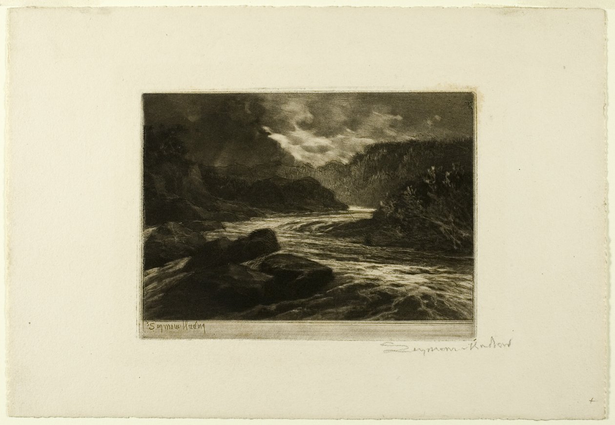 Een zalmrivier, nr. II door Francis Seymour Haden