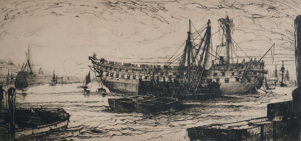 Het uiteenvallen van de Agamemnon door Francis Seymour Haden