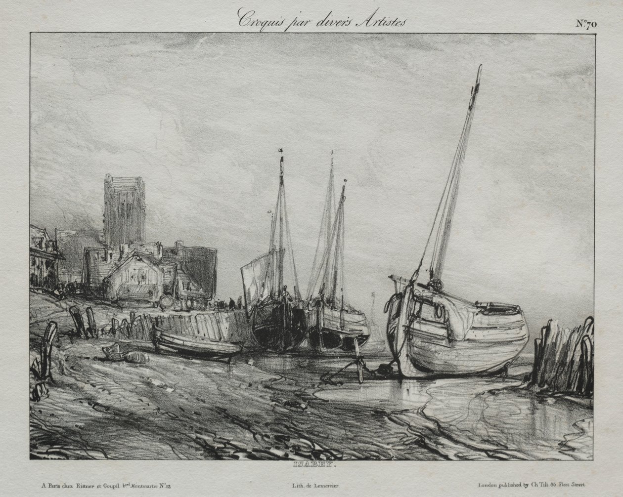 Vissersboten langs het Strand door Francis Seymour Haden