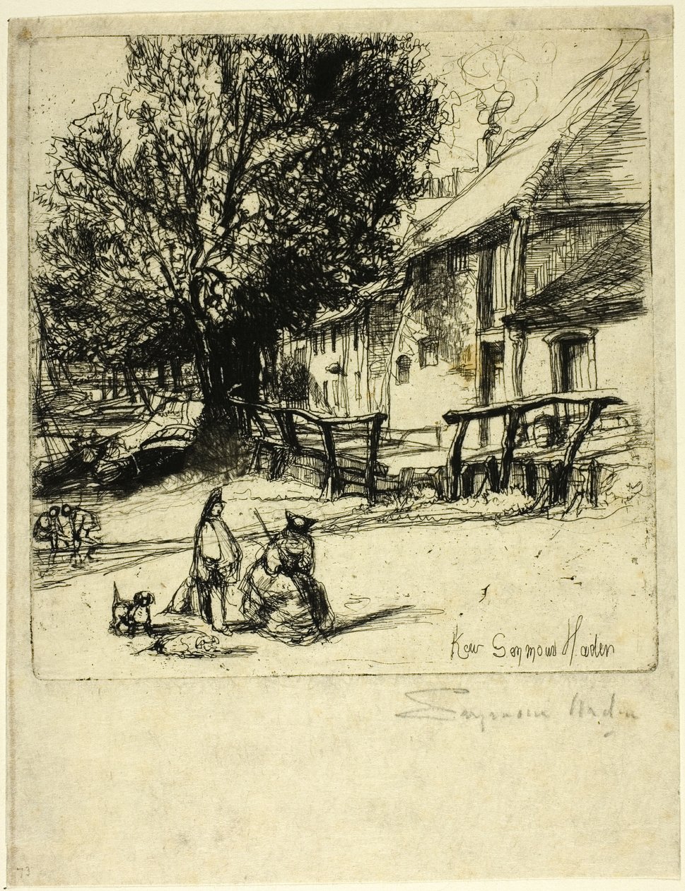 Kew Side, een fragment door Francis Seymour Haden