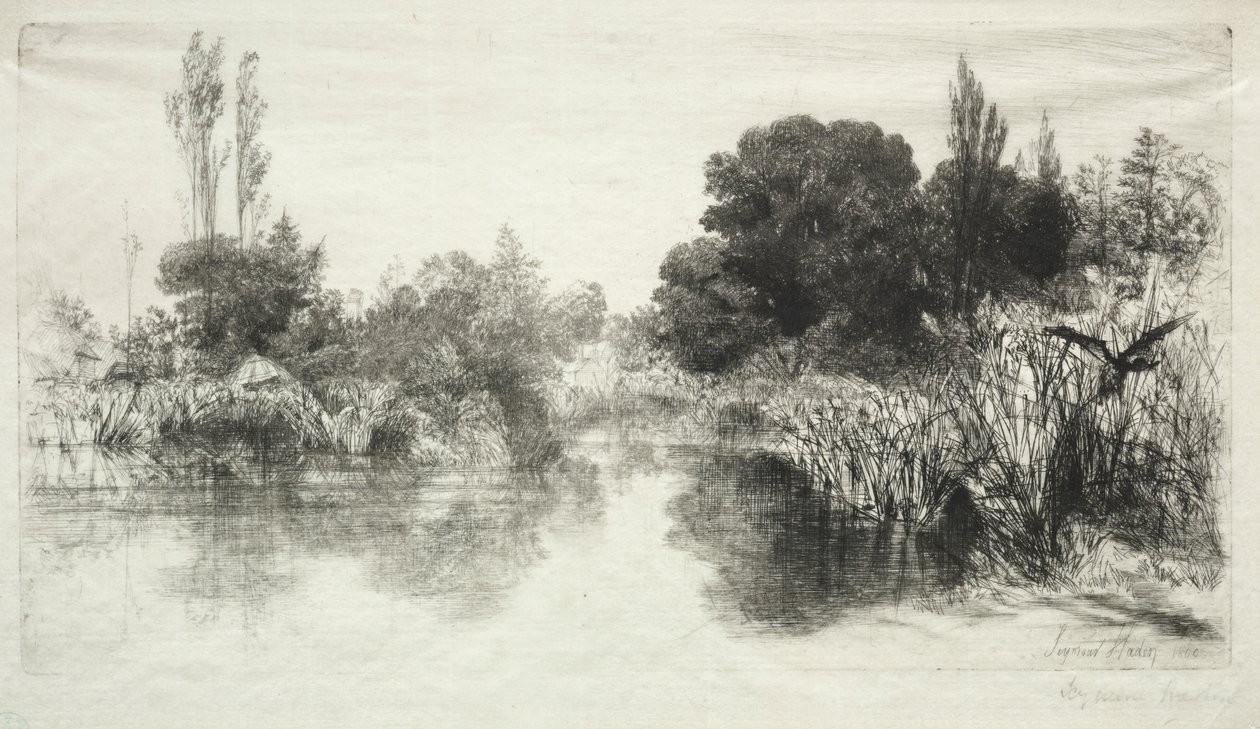 Shere Mill Vijver (De Grotere Plaat) door Francis Seymour Haden