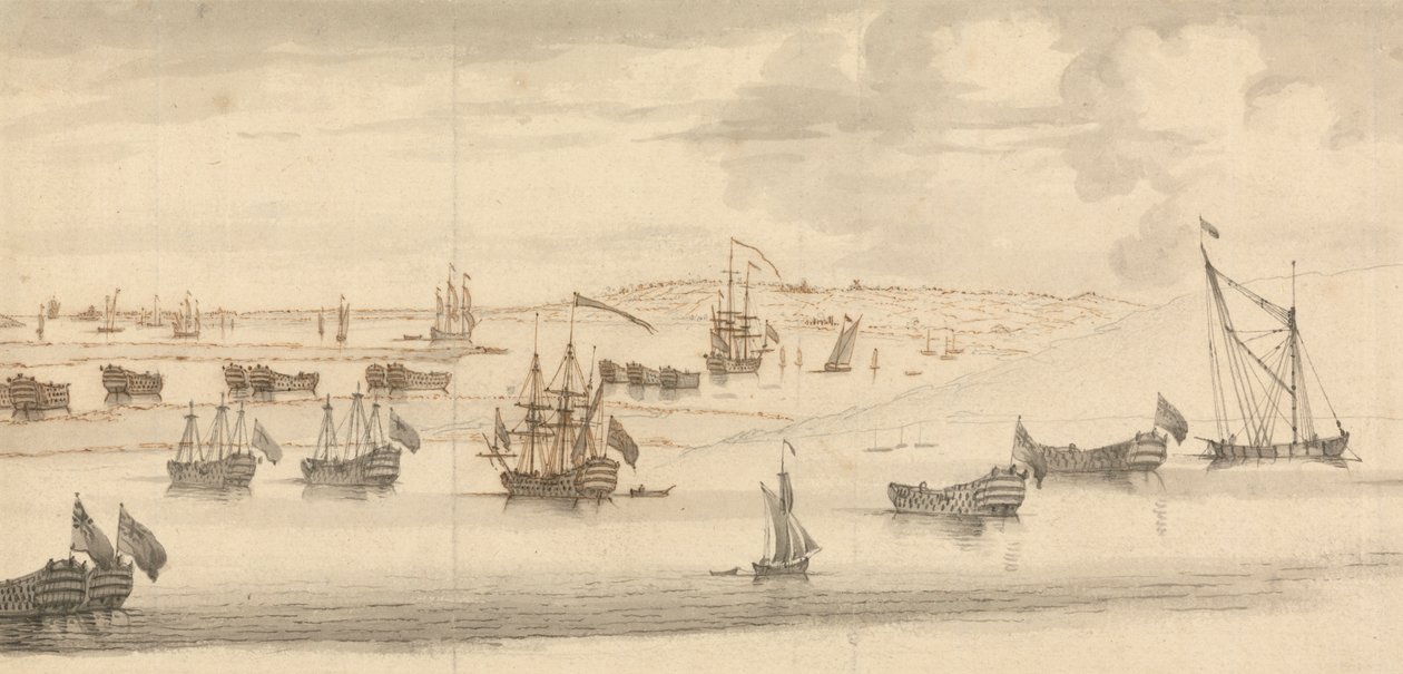 Hulks in de Medway door Francis Swaine