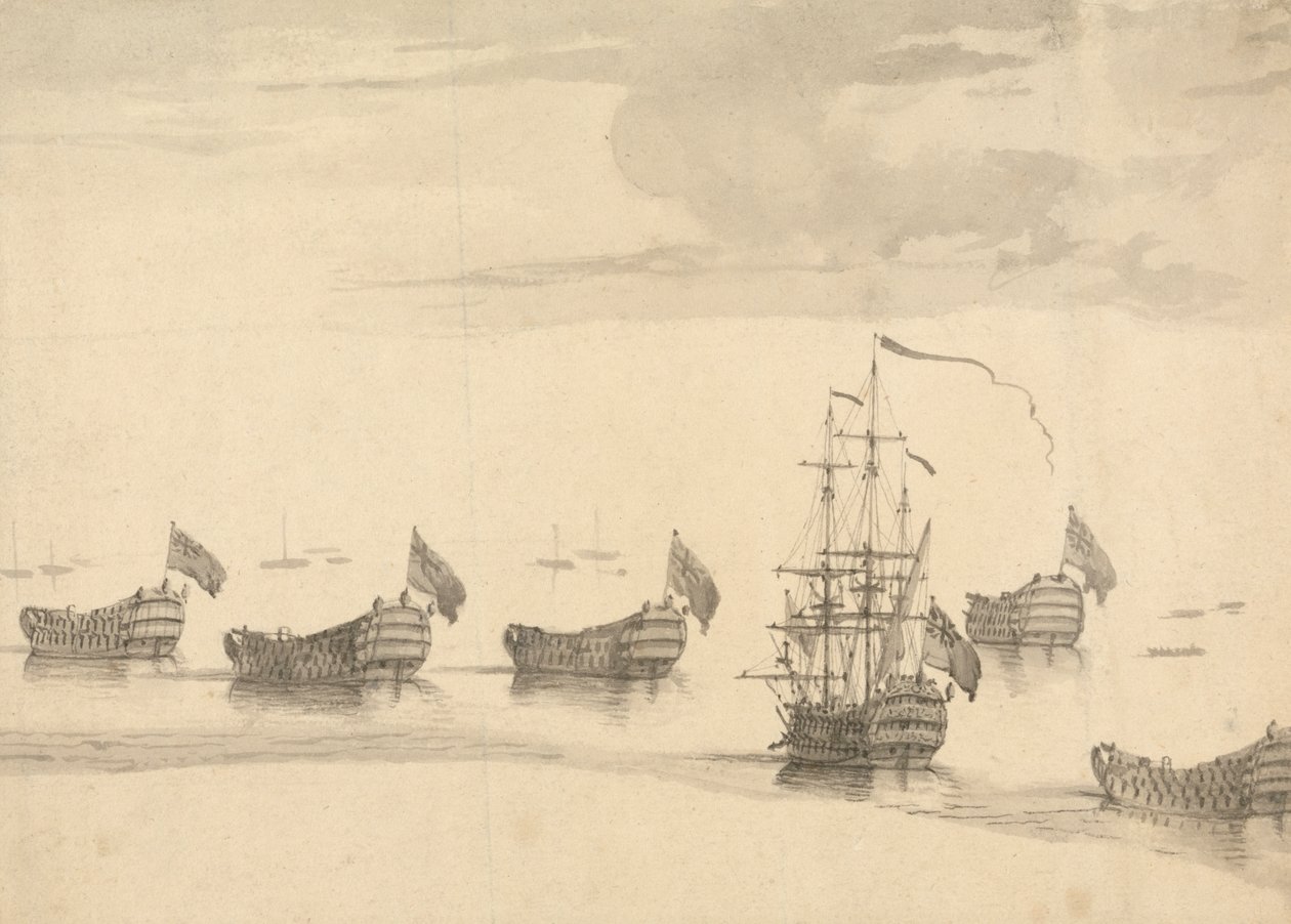 Schepen op een Kalm Zee door Francis Swaine