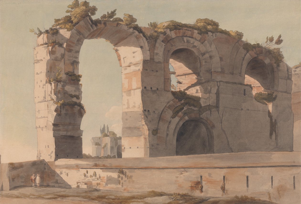 Het Claudiaanse aquaduct, Rome door Francis Towne