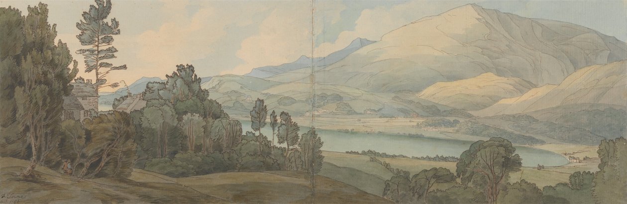 Uitzicht op het meer van Coniston, Lancashire door Francis Towne