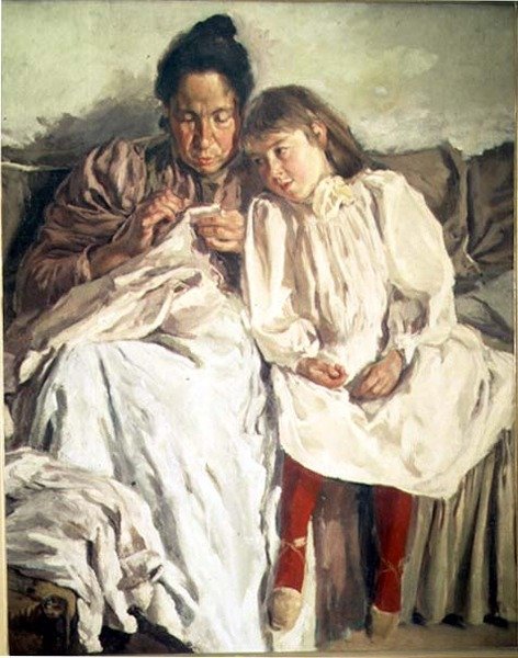 Een moeder en haar dochter door Francisco Gimeno y Arasa