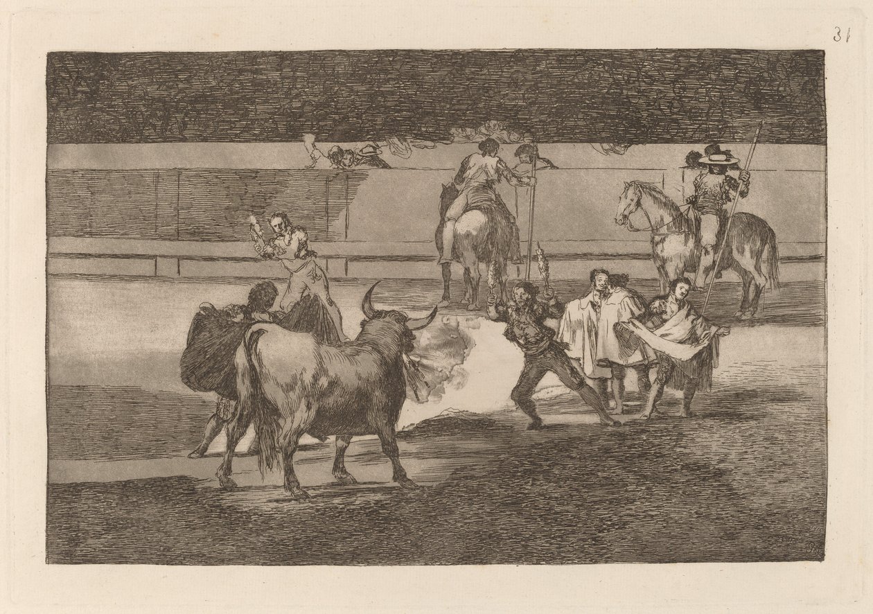 Banderillas met vuurwerk door Francisco de Goya