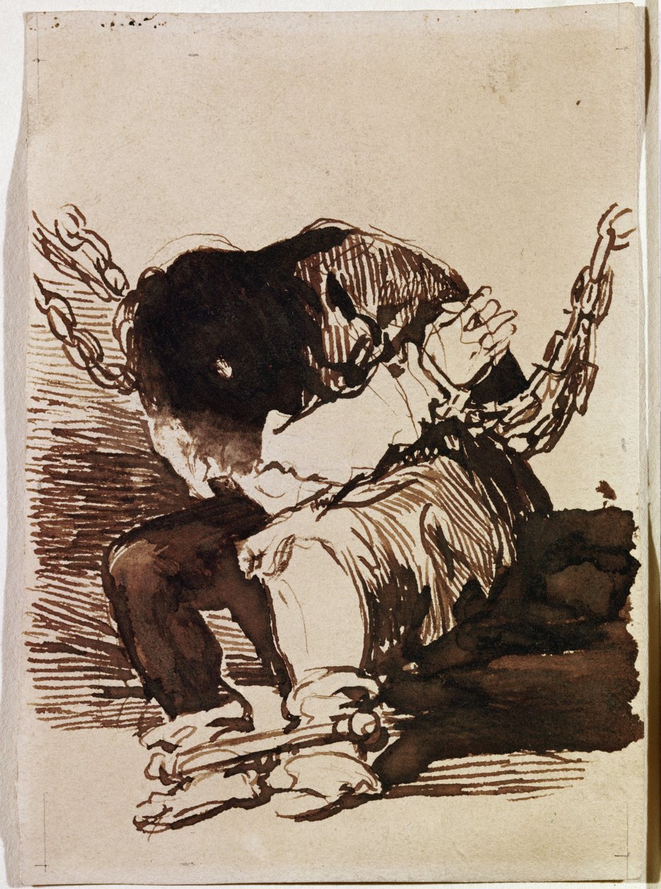 Geketende gevangene zittend door Francisco de Goya