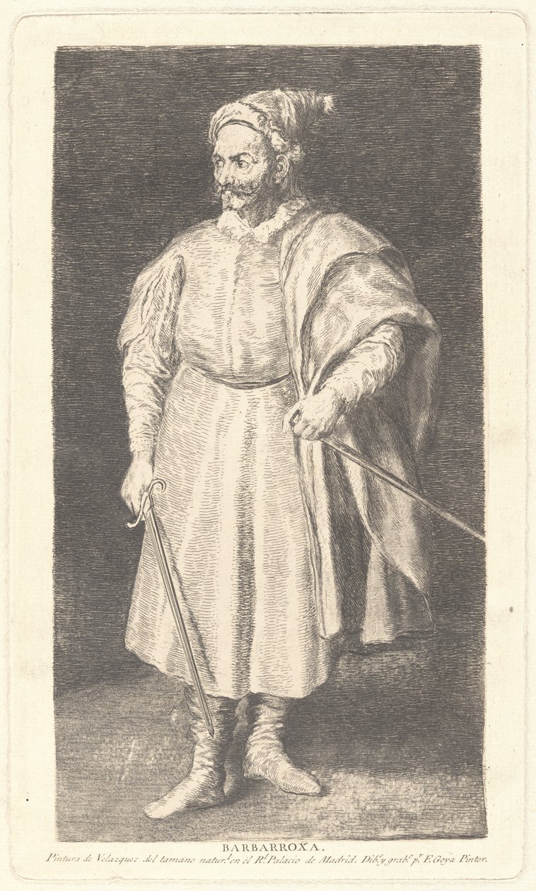 De nar Barbarroja door Francisco de Goya after Diego Velázquez