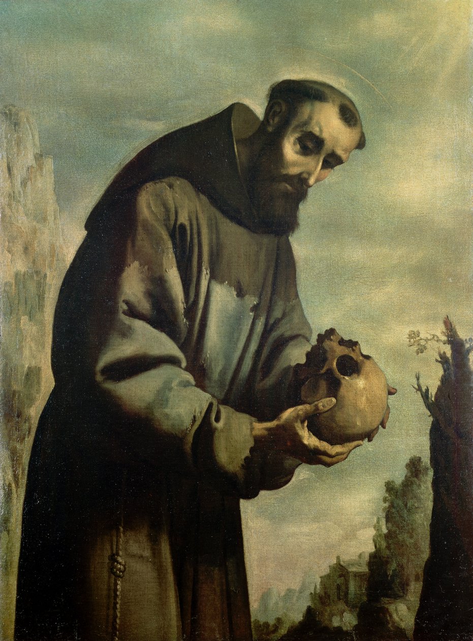 St. Franciscus in Meditatie door Francisco de Zurbaran