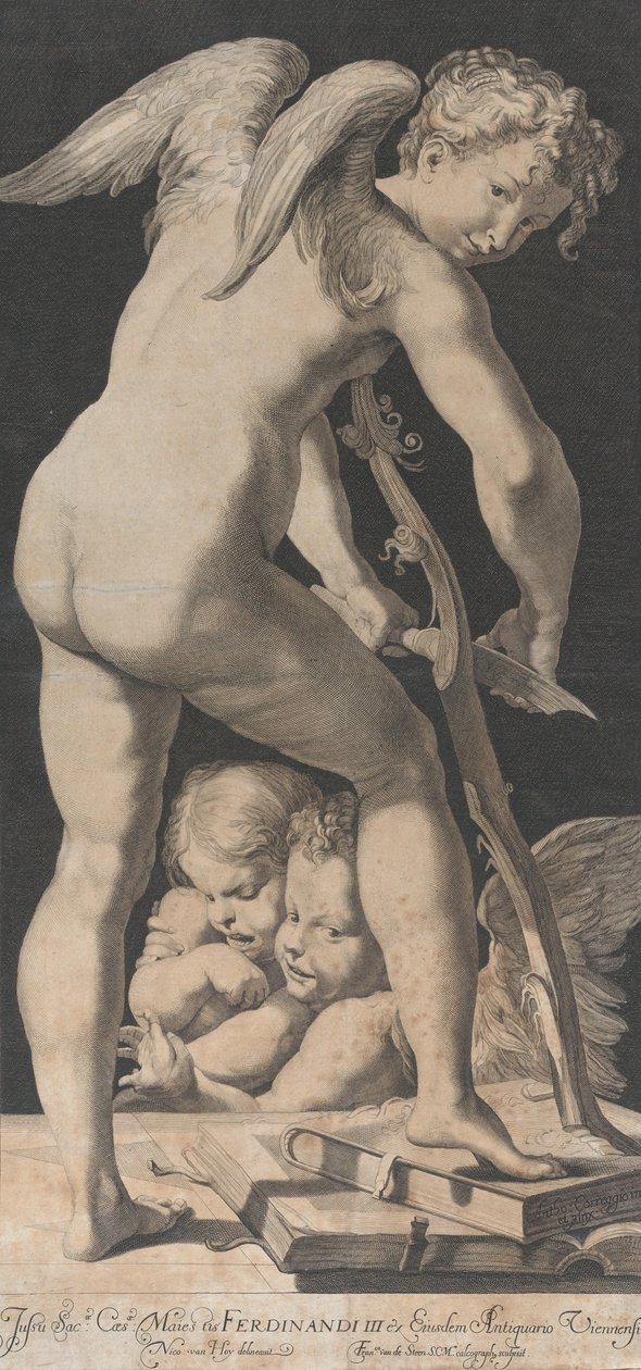 Cupido scherpt zijn boog door Franciscus van der Steen