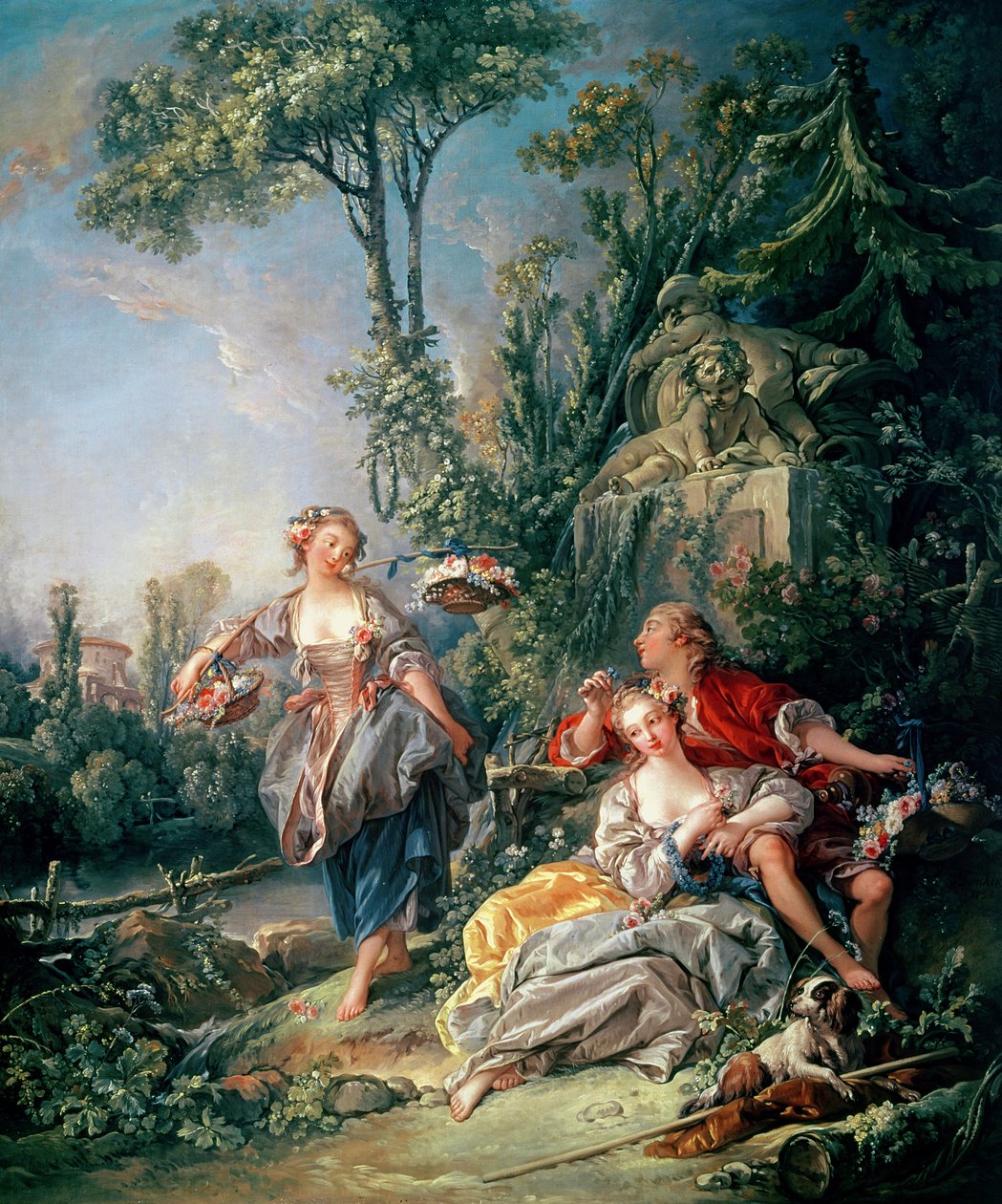 Geliefden in een Park door François Boucher