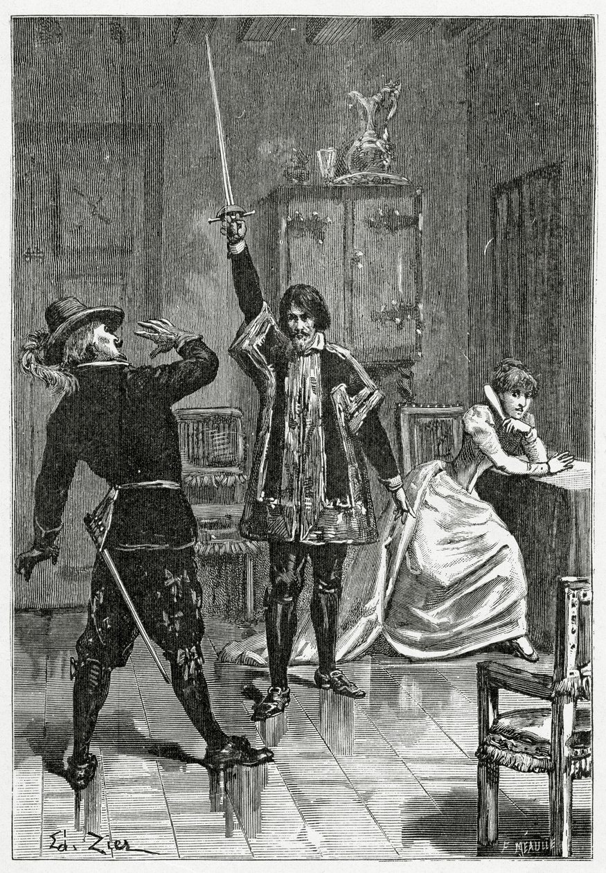 Ruy Blas confronteert Don Salluste, 19e eeuw door Francois Edouard Zier
