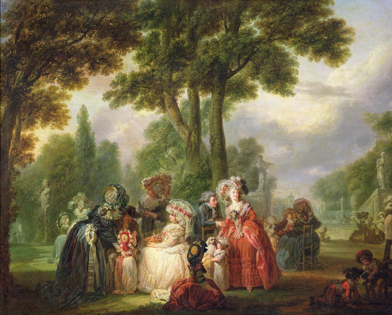 Een ontmoeting in het park door Francois Louis Joseph Watteau