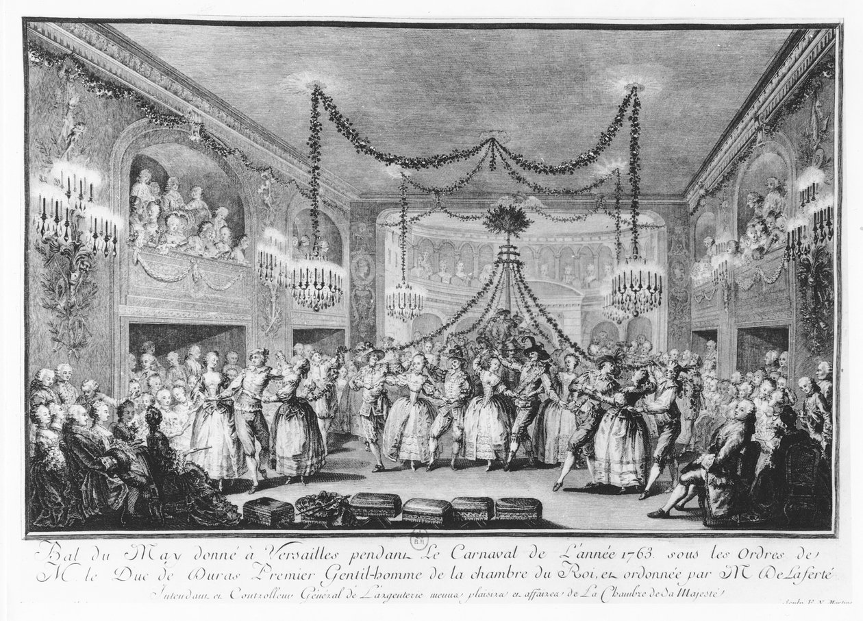 May Ball in Versailles tijdens het carnaval van 1763 door Francois Nicolas Martinet