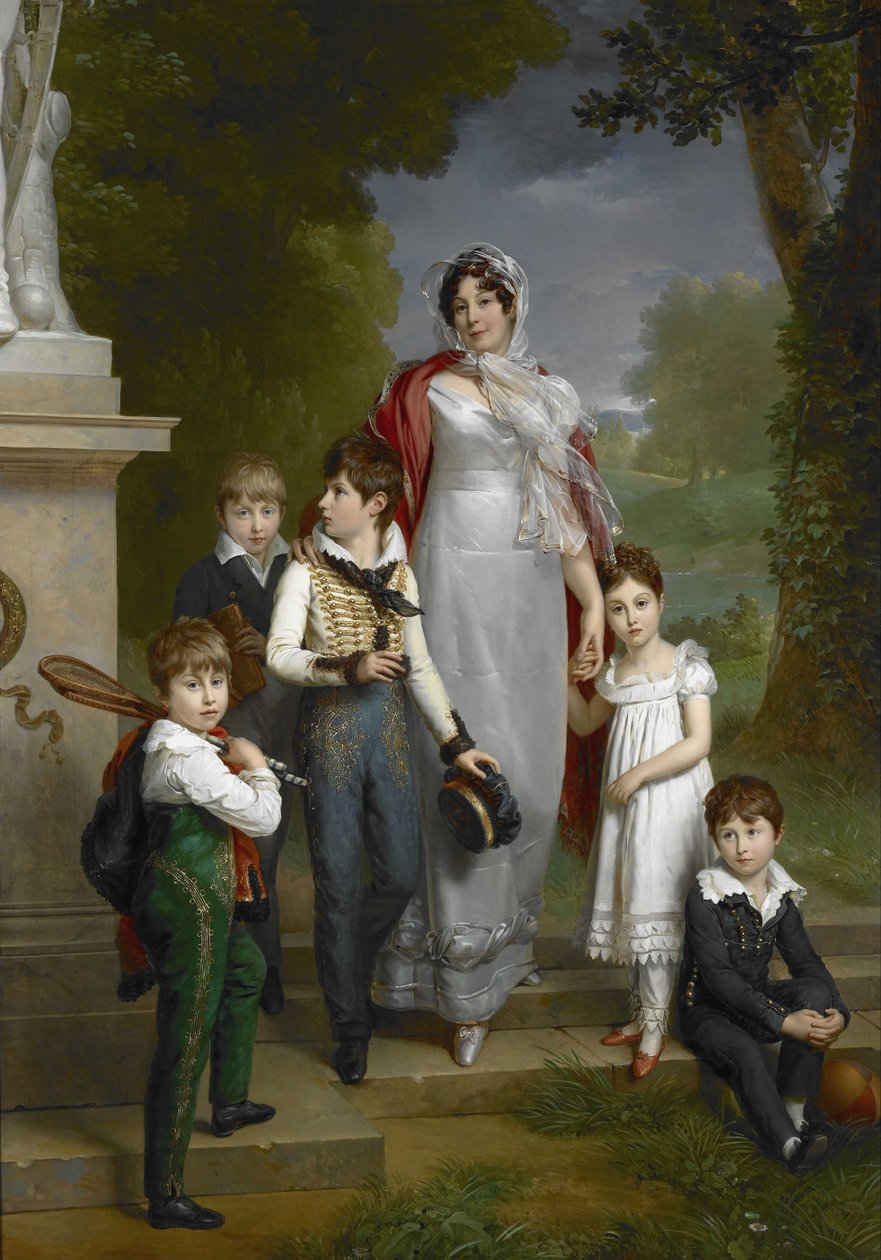 Portret van Louise-Antoinette-Scholastique Guéhéneuc, Madame la Maréchale Lannes, Hertogin van Montebello, met haar kinderen door Francois Pascal Simon Gerard