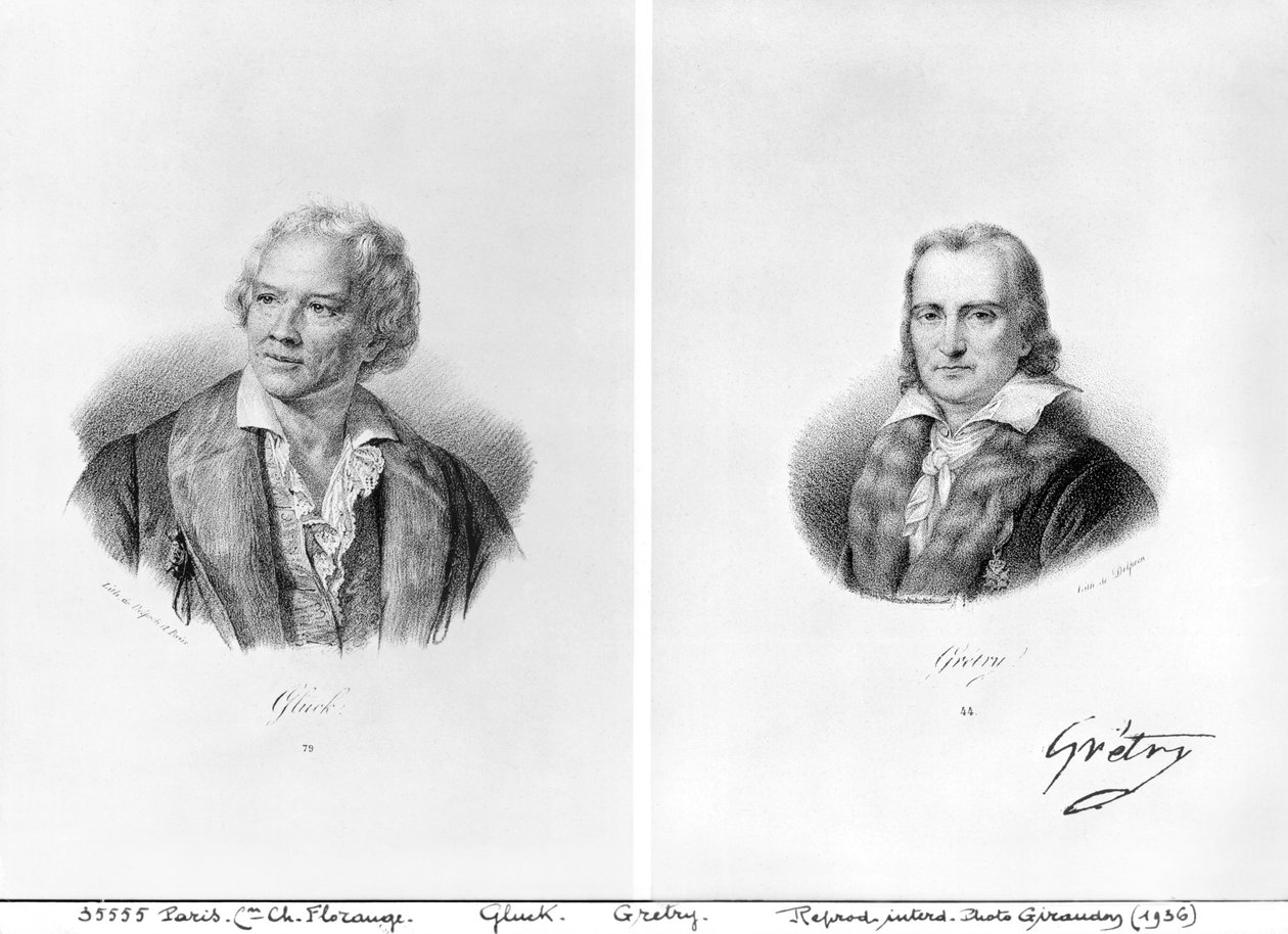 Christoph Willibald von Gluck (1714-87) en Andre Ernest Modeste Gretry (1741-1813) door Francois Seraphin Delpech